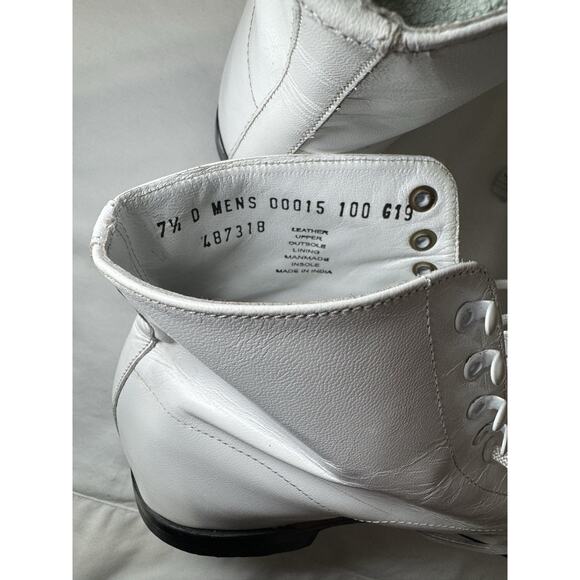 Stacy Adams White Leather Cap Toe Dress Boots Men’s 7.5D Lace Up Formal Vintage - Picture 7 of 10